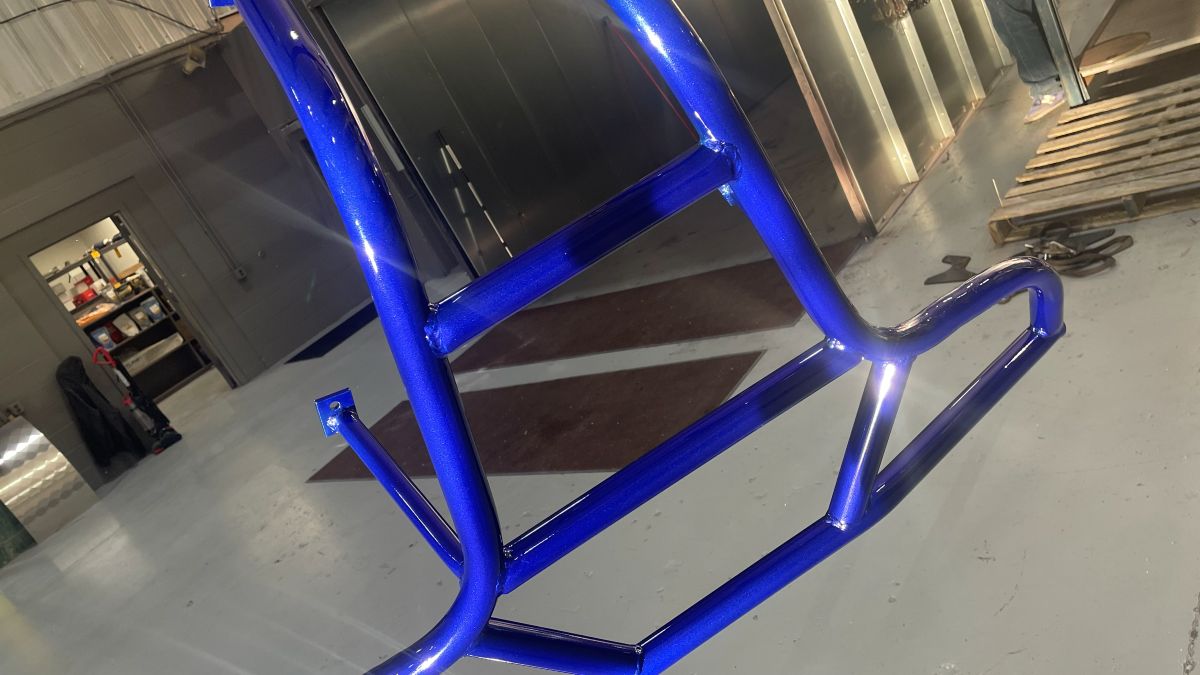 Tube frame finished in blue