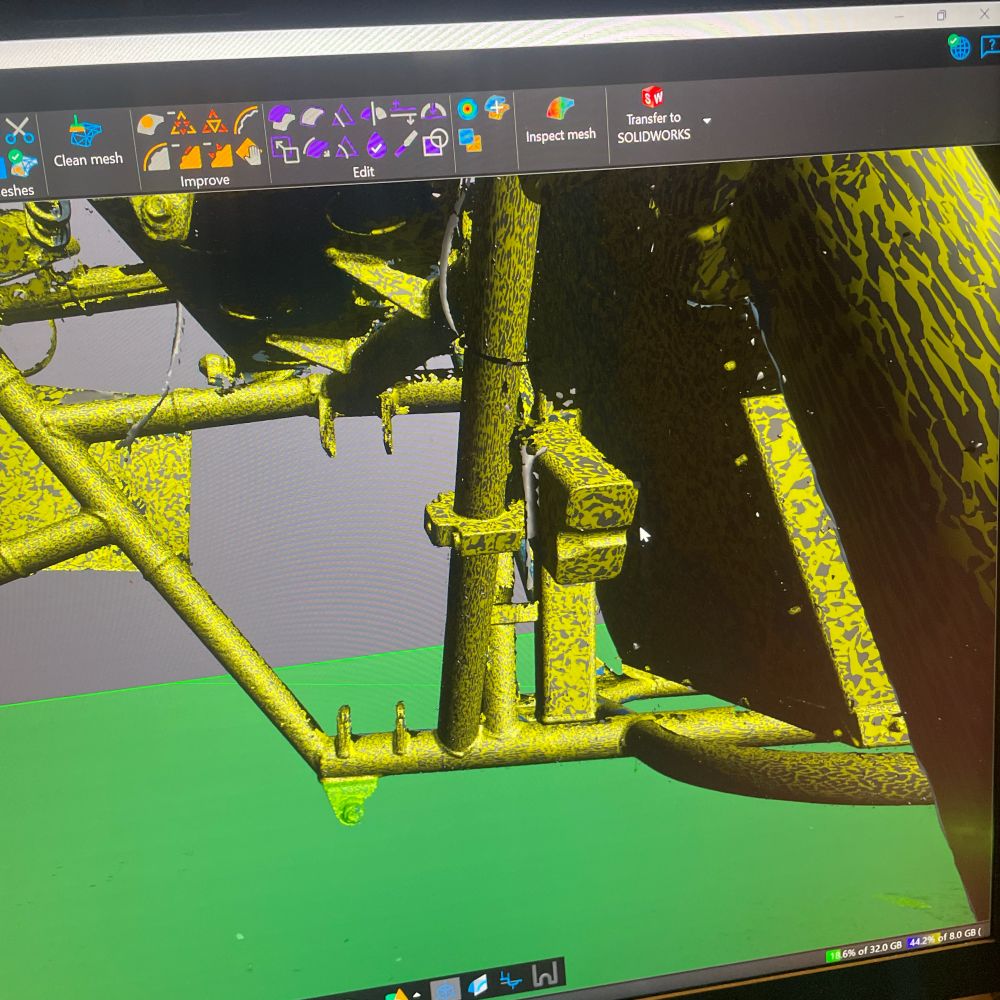 Scan data of a frame in the scanning software