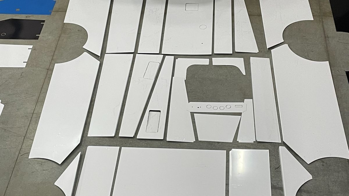Sheet metal panels cut and laid out