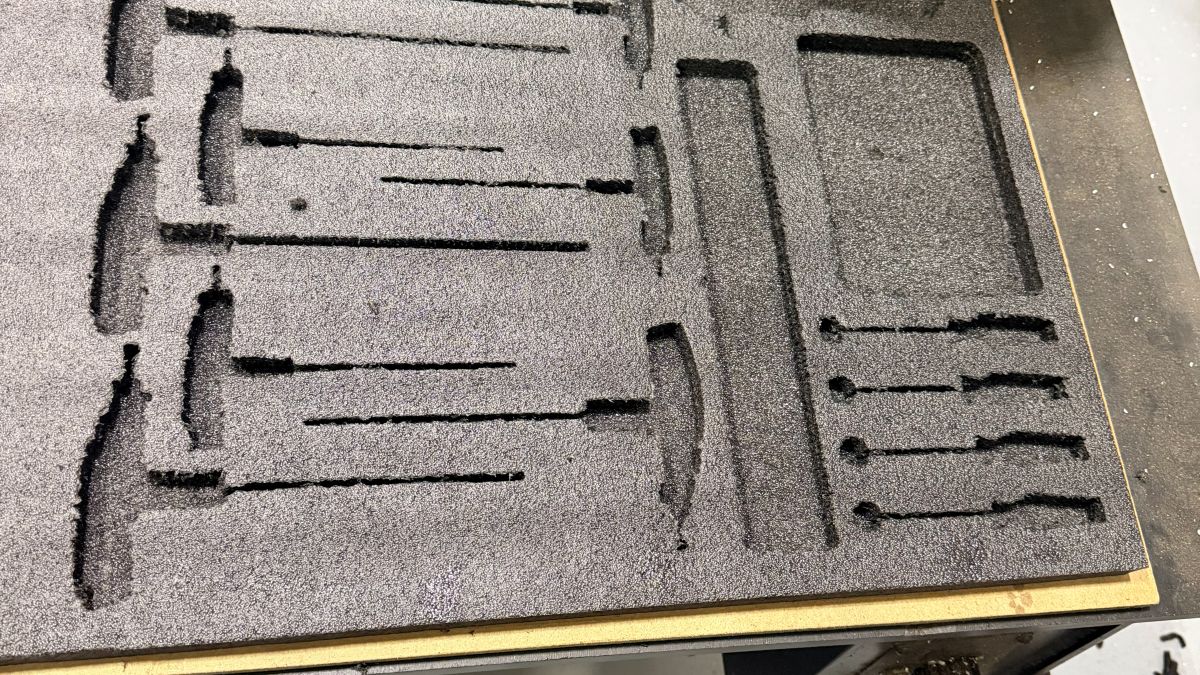 CNC cut foam insert for a tool drawer