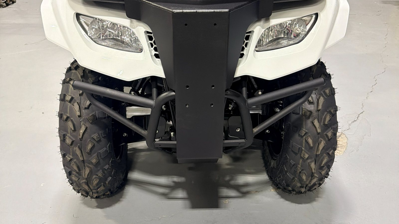 Utility vehicle in the shop for fabrication work